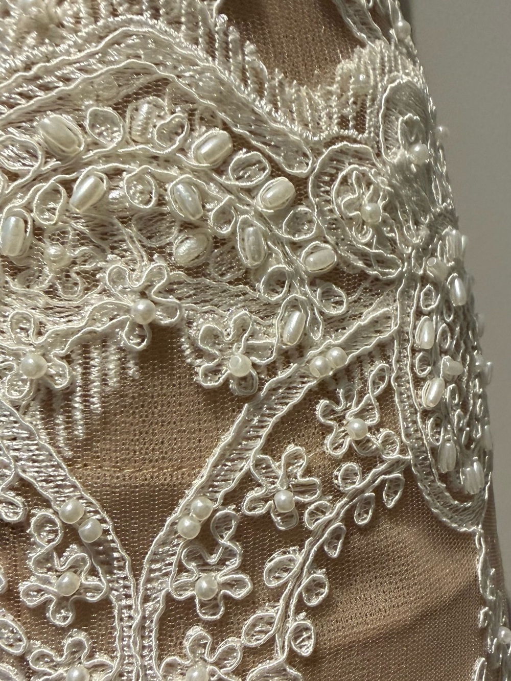 Bronx and Banco Ivory Lace Appliqué Mini Bridal Dress - Picture 7 of 9